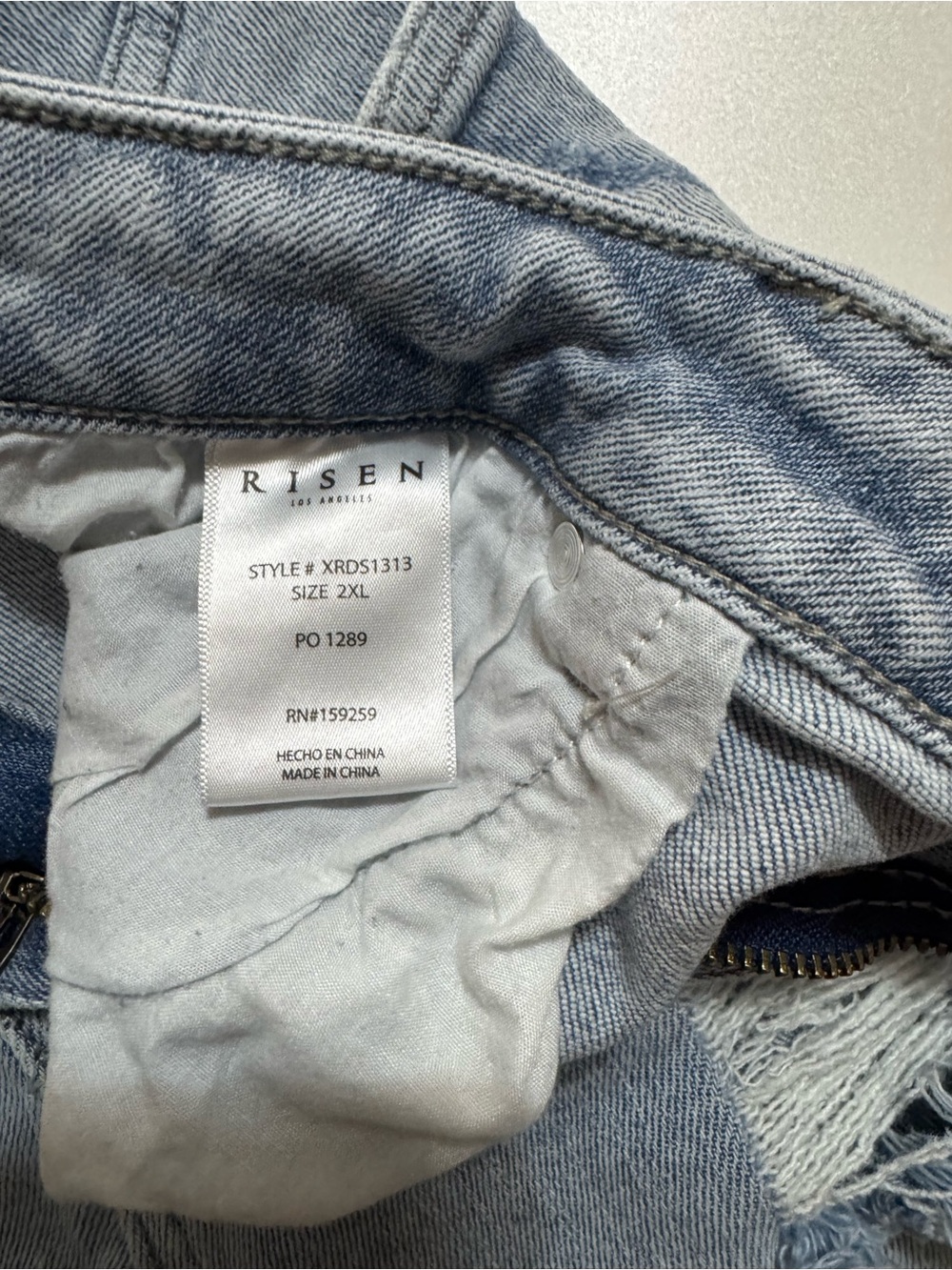 Light Wash Distressed Risen Shorts - Picture 2 of 3